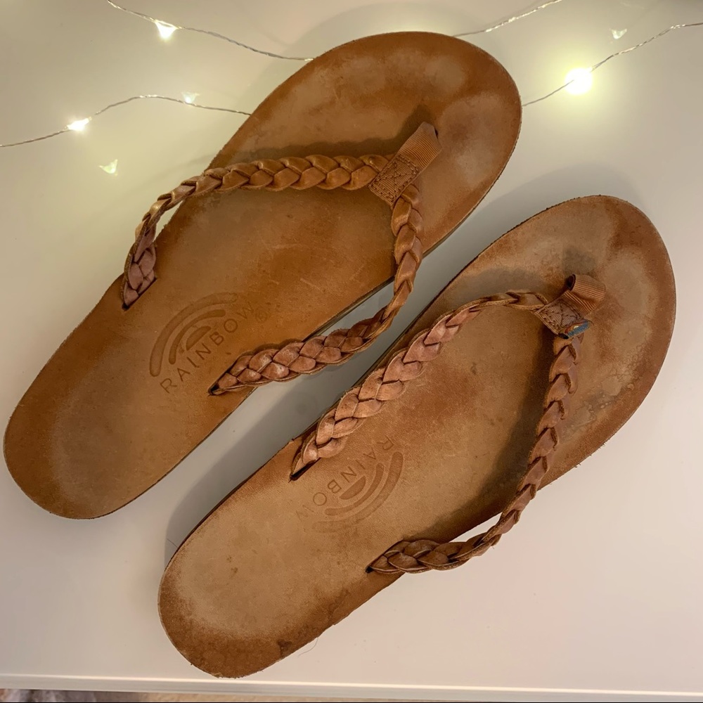 Rainbow flip flops size 8